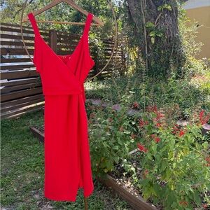 🔥 Bold Red ASOS Wrap Dress – Statement Midi, Date Night / Size 10
